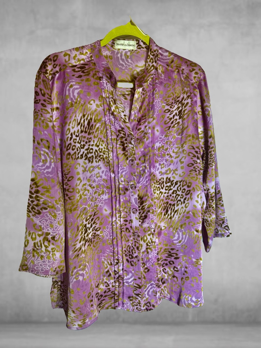 Diane von Furstenberg Lavender & Gold Animal-Print Button-Down Blouse
